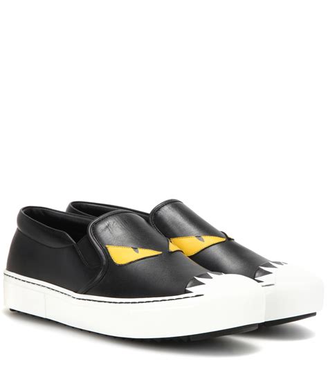 fendi slip on black leather|Buy Fendi Leather Slip.